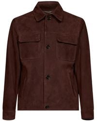 Lardini - Spread-Collar Suede Jacket - Lyst