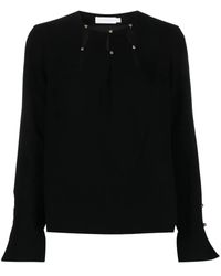 Jonathan Simkhai - Sharon Long-Sleeve Crepe Blouse - Lyst