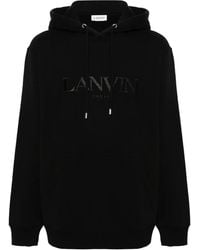 Lanvin - Embroidered-Logo Cotton Hoodie - Lyst