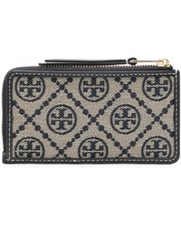 ToryBurch ★T Monogram Contrast Embossed Zip Slim Wallet Buy Tory Burch T-Monogram Contrast Embossed Zip Slim Wallet