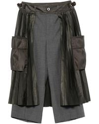 Sacai - Pleated-Overlay Cropped Trousers - Lyst