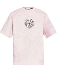 Stone Island - T-Shirt mit Logo-Print - Lyst