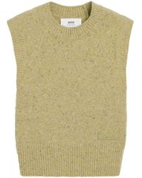 Ami Paris - Speckled-knit Virgin Wool-blend Vest - Lyst