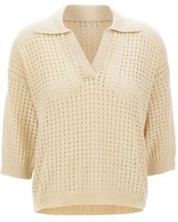 Kangra - Openwork V-Neck T-Shirt - Lyst