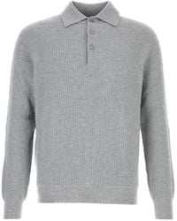 Fedeli - Ribbed-Knit Long-Sleeve Polo Shirt - Lyst