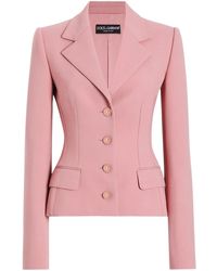 Dolce & Gabbana - Tailored Rose Blazer With Logo-Embossed Butto - Lyst