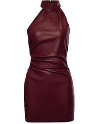 Lika - Gedrapeerde Mini-Jurk Met Hoge Hals - Lyst