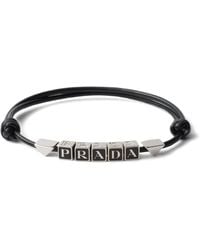 Prada - Enameled-Logo Leather Bracelet - Lyst