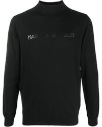 KARL LAGERFELD - Mock-Neck Logo Sweater - Lyst