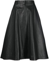 Balenciaga - Leather Midi A-line Skirt - Lyst