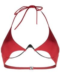 Mugler - Logo-plaque Halterneck Bikini Top - Lyst