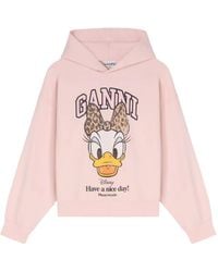 Ganni - X Disney Graphic Cropped Hoodie - Lyst