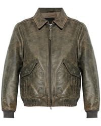 AllSaints - Marland Aviator Leather Jacket - Lyst