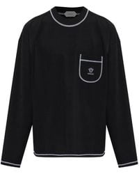 Versace - T-Shirt En Jersey De Coton Stretch À Logo Brodé - Lyst