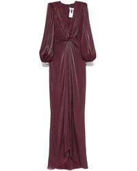 Nissa - Twist-Detail Chiffon Maxi Dress - Lyst