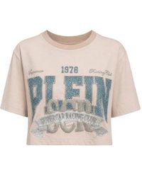 Philipp Plein - T-Shirt Crop À Ornements En Cristal - Lyst