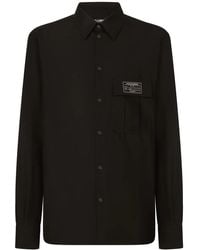 Dolce & Gabbana - Logo-Patch Cotton Shirt - Lyst