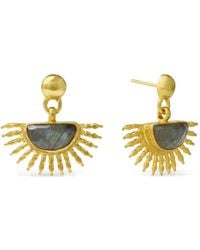 Ottoman Hands - Labradorite Sunrise Hammered Drop Earrings - Lyst