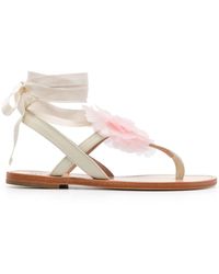 Moschino - Floral-appliqué Leather Sandals - Lyst