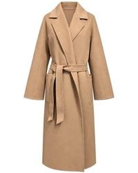 Poche Paris - Belted Notch-Lapels Coat - Lyst