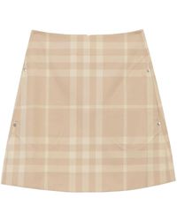 Burberry - Check-Print A-Line Cotton Skirt - Lyst