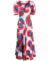 Marni - Abstract-print Pleated Midi Dress - Lyst