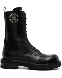 Roberto Cavalli - Logo-plaque Leather Boots - Lyst
