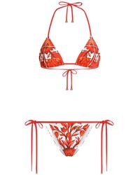 Dolce & Gabbana - Dolce & Gabbana Maiolica Print Bikini Set - Lyst