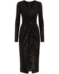 Dolce & Gabbana - Robe courte ornée de sequins à col v - Lyst