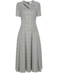 Alexander McQueen - Prince Of Wales-check Wool Midi Dress - Lyst