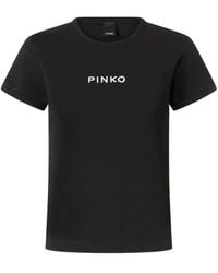 Pinko - Katoenen T-Shirt Met Geborduurd Logo - Lyst
