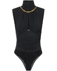 Elisabetta Franchi - Lightweight Crêpe Jersey Bodysuit With Jewel Detail - Lyst