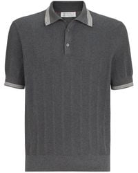 Brunello Cucinelli - Cotton Textured Rib-Knit Polo - Lyst
