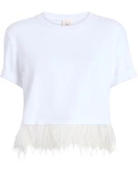 Cinq À Sept - Short-Sleeve Feather Tee - Lyst