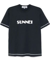 Sunnei - T-Shirt Mit Geflocktem Logo - Lyst