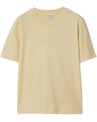 Burberry - Katoenen T-Shirt Met Geborduurd Logo - Lyst