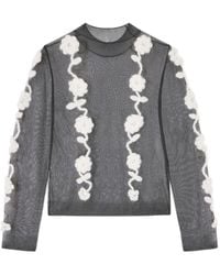 Ganni - Crochet-Flowers Mesh Top - Lyst