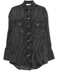 Blumarine - Distressed Denim Shirt - Lyst