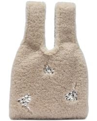 Simone Rocha - Mini Crystal-Embellished Faux-Shearling Tote Bag - Lyst