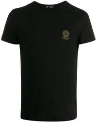 Versace - T-shirt en jersey de coton col ras du cou et logo - Lyst