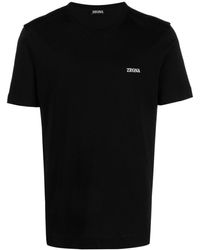 Zegna - Logo-embroidered Cotton T-shirt - Lyst