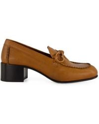 Miu Miu - Bow-Detail Block-Heel Loafers - Lyst