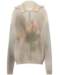 Maison Margiela - Floral Zip Knit Sweater - Lyst