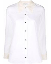 Saint Laurent - Gestreiftes Hemd Mit Spitzenborte - Lyst