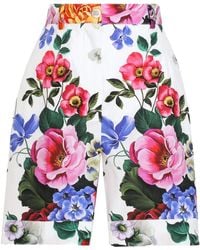 Dolce & Gabbana - Floral Print Tailored Shorts With Cuffed Hem - Lyst