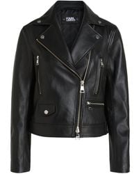 Karl Lagerfeld - Ikonik Karl Leather Biker Jacket - Lyst