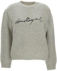 MM6 by Maison Margiela - Logo-Print Cut-Out Sweater - Lyst