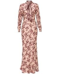Nissa - Silk And Viscose Floral Maxi Dress - Lyst