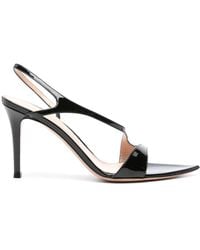 Gianvito Rossi - 100mm Patent-leather Slingback Sandals - Lyst