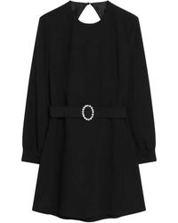 Saint Laurent - Belted Crystal-Buckle Mini Dress - Lyst